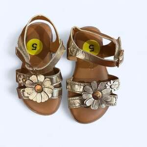 Cat & Jack Gold Floral Embellished Sandals